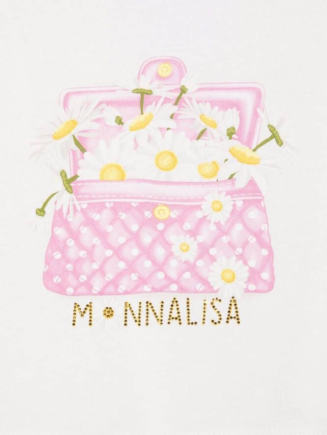 Monnalisa T-shirt met logoprint Wit