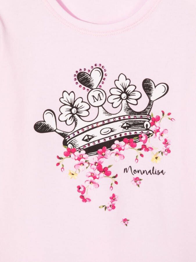 Monnalisa T-shirt met Mickey Mouse print Roze