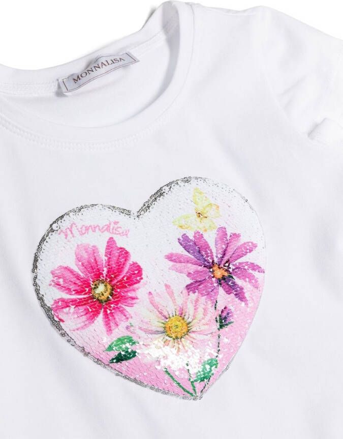 Monnalisa T-shirt met pailletten Wit