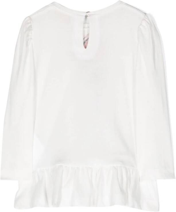 Monnalisa T-shirt met roosprint Wit