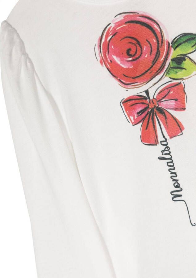 Monnalisa T-shirt met roosprint Wit