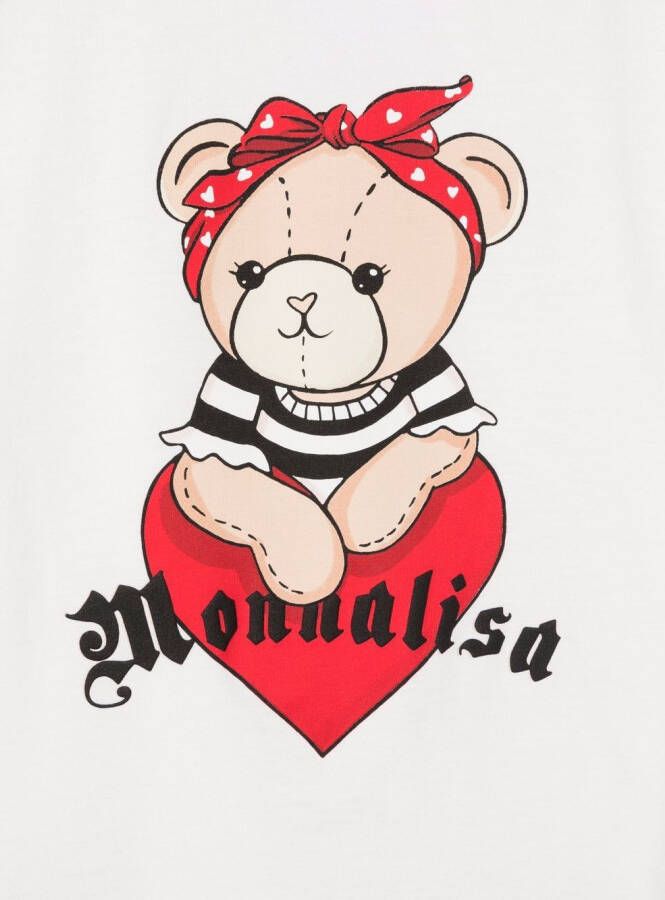 Monnalisa T-shirt met teddybeerprint Wit