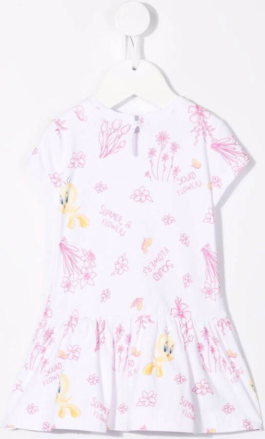 Monnalisa T-shirtjurk met korte mouwen Wit