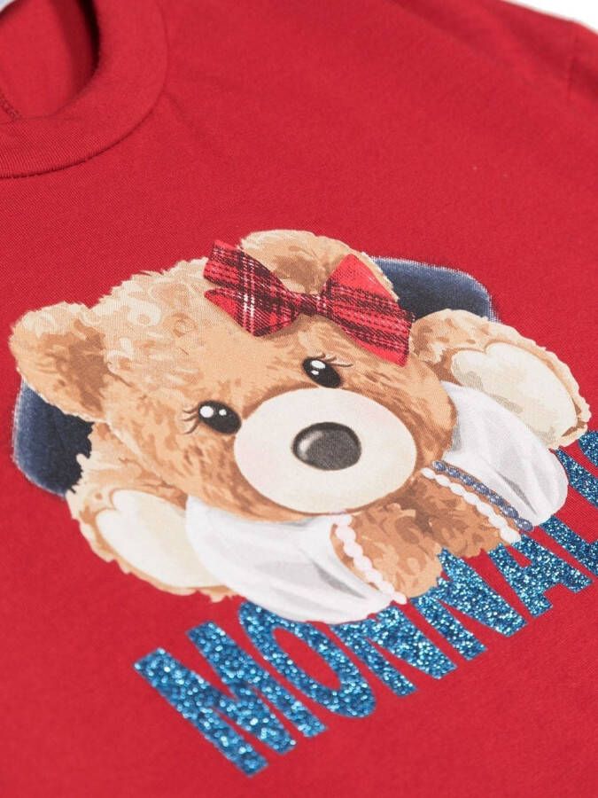 Monnalisa T-shirt met teddybeerprint Rood