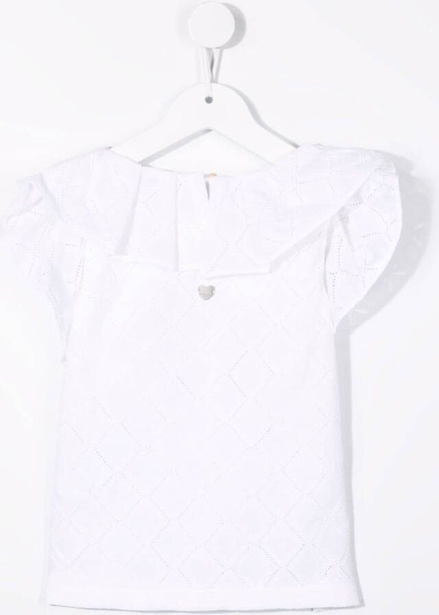 Monnalisa Top met geperforeerd design Wit