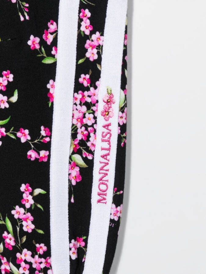 Monnalisa Trainingsbroek met bloemenprint Zwart