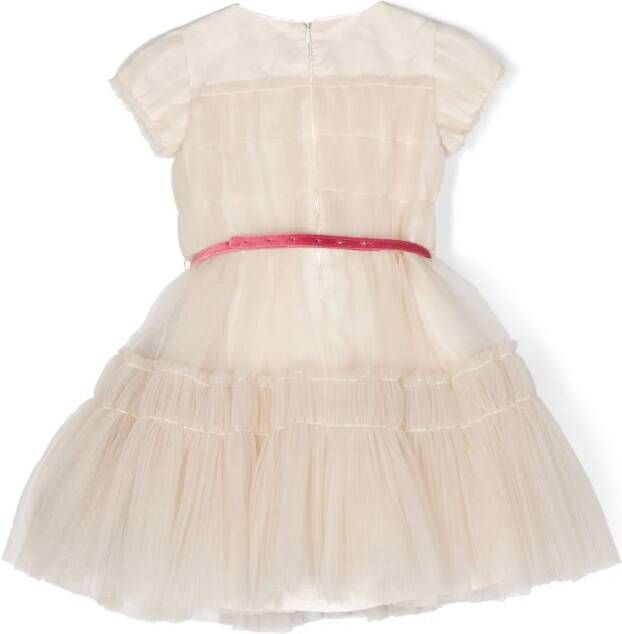 Monnalisa Tulen jurk Beige