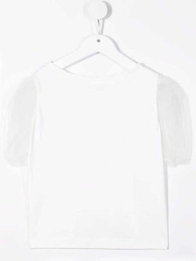 Monnalisa Verfraaid T-shirt Wit