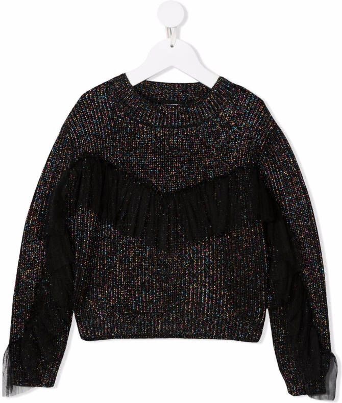 Monnalisa Vest met metallic logo Zwart