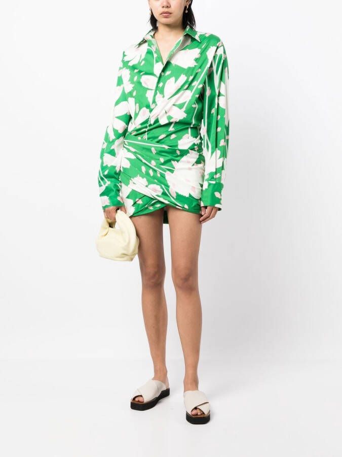 Monse Mini-jurk met bloemenprint Groen