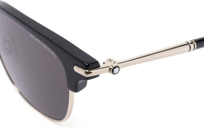 Montblanc Zonnebril met contrasterende neusbrug Zwart