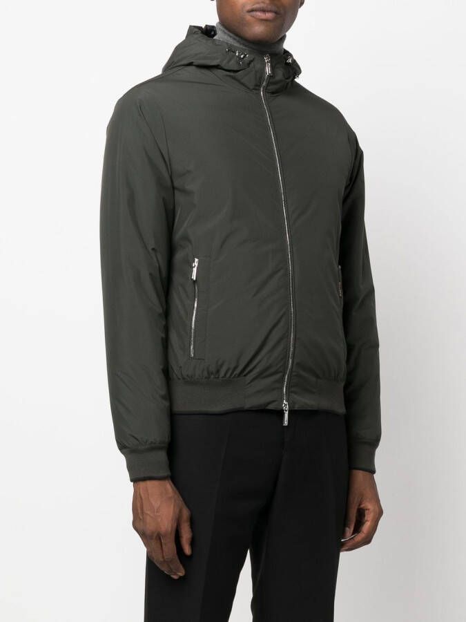 Moorer Donsjack met veren Groen