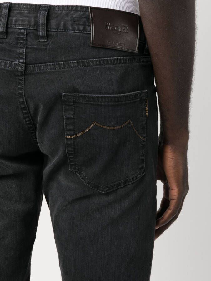 Moorer Jeans met geborduurd logo Zwart