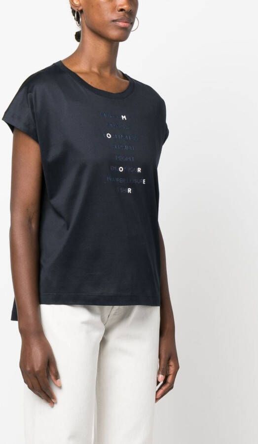 Moorer T-shirt met grafische print Blauw