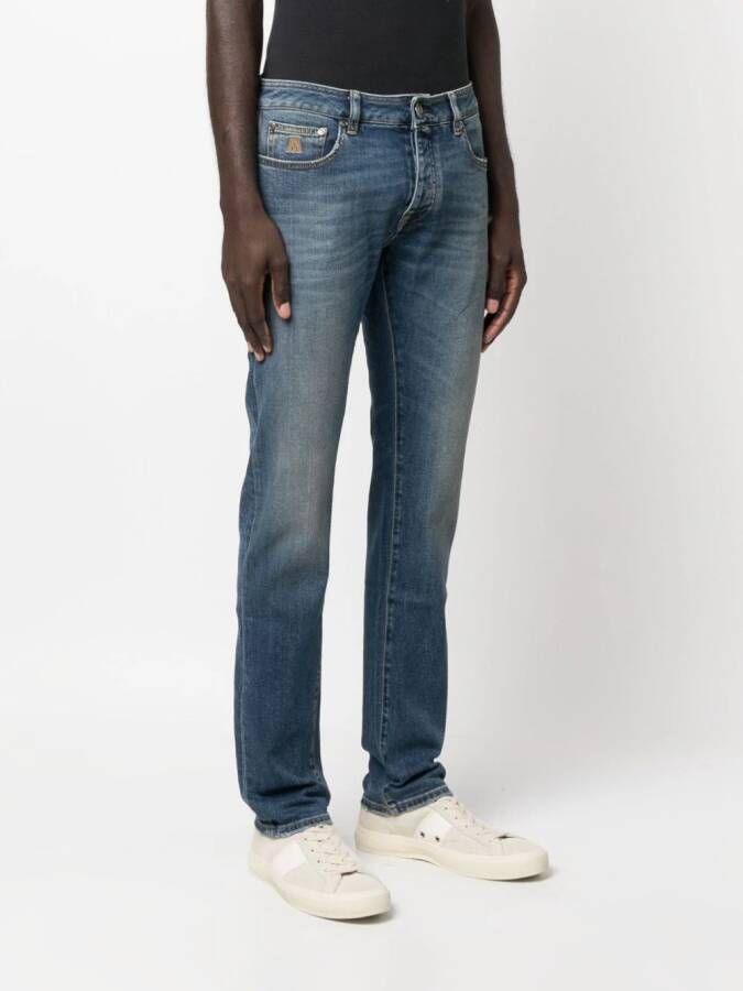 Moorer Jeans met stonewashed-effect Blauw