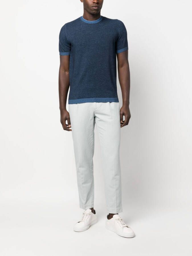 Moorer T-shirt met print Blauw