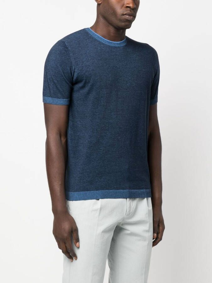 Moorer T-shirt met print Blauw