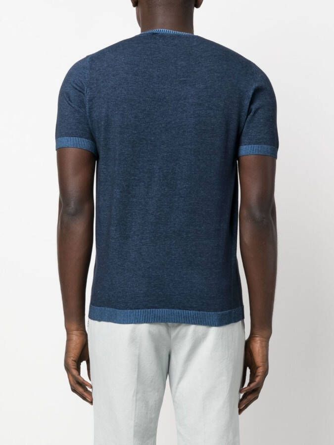 Moorer T-shirt met print Blauw