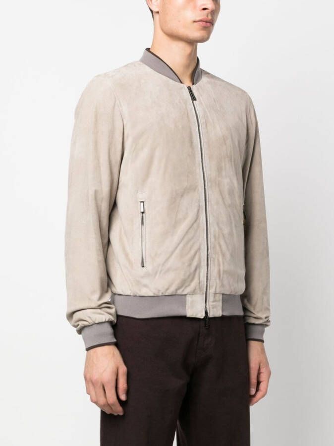 Moorer Leren bomberjack Beige