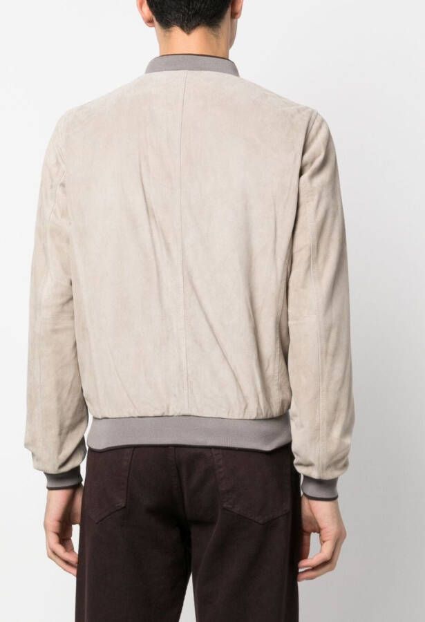 Moorer Leren bomberjack Beige