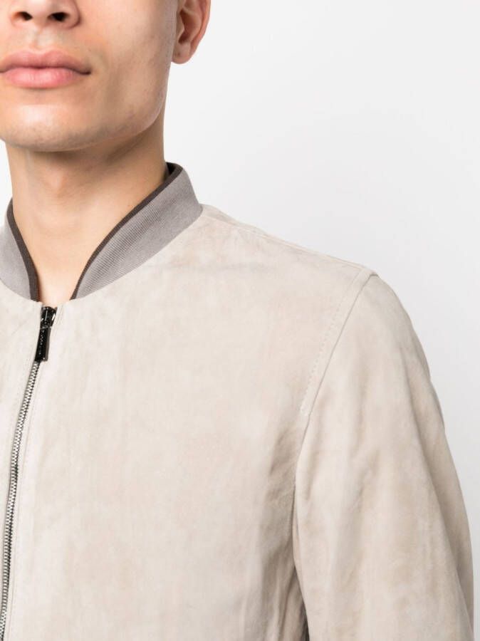 Moorer Leren bomberjack Beige