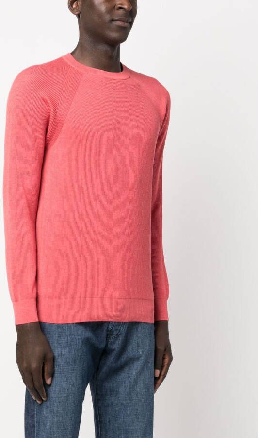 Moorer Geribbelde sweater Rood