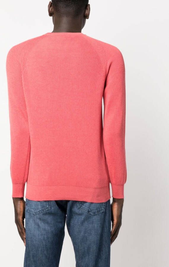 Moorer Geribbelde sweater Rood