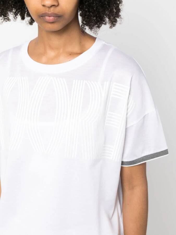 Moorer T-shirt met logoprint Wit