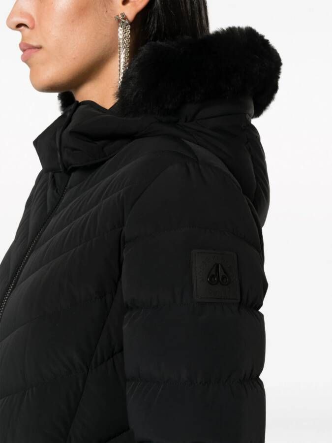 Moose Knuckles Jas met capuchon van imitatiebont Zwart