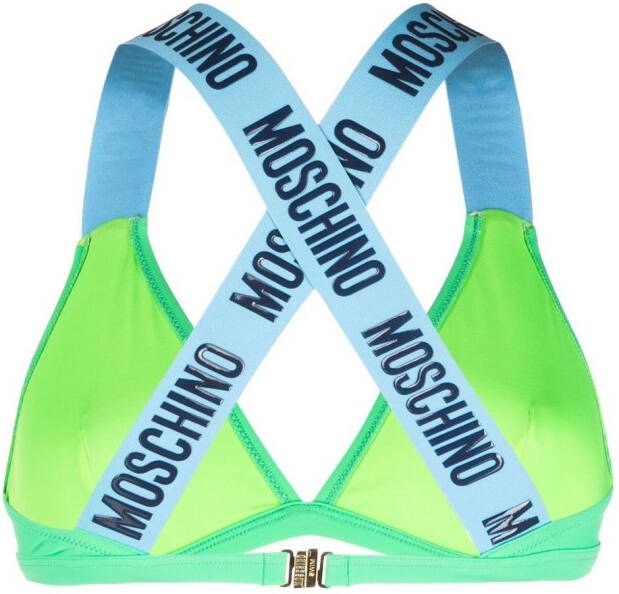 Moschino Bikinitop met logo reliëf Groen