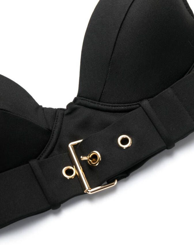 Moschino Bikinitop met logoplakkaat Zwart