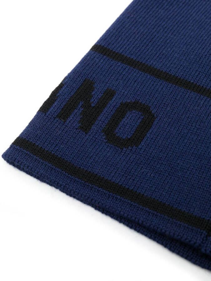 Moschino Enkelsokken met intarsia logo Blauw