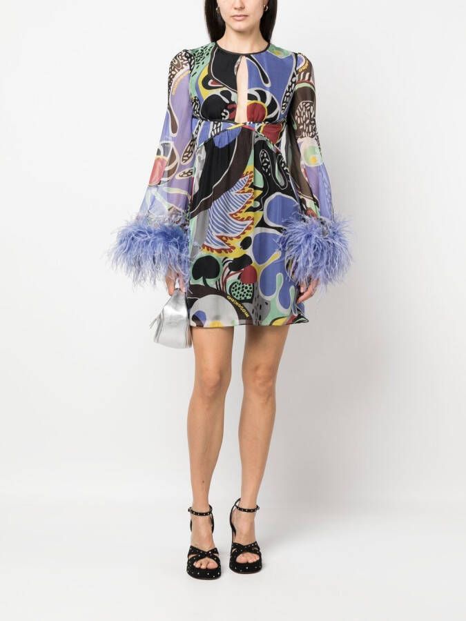 Moschino Jurk met veren afwerking Zwart