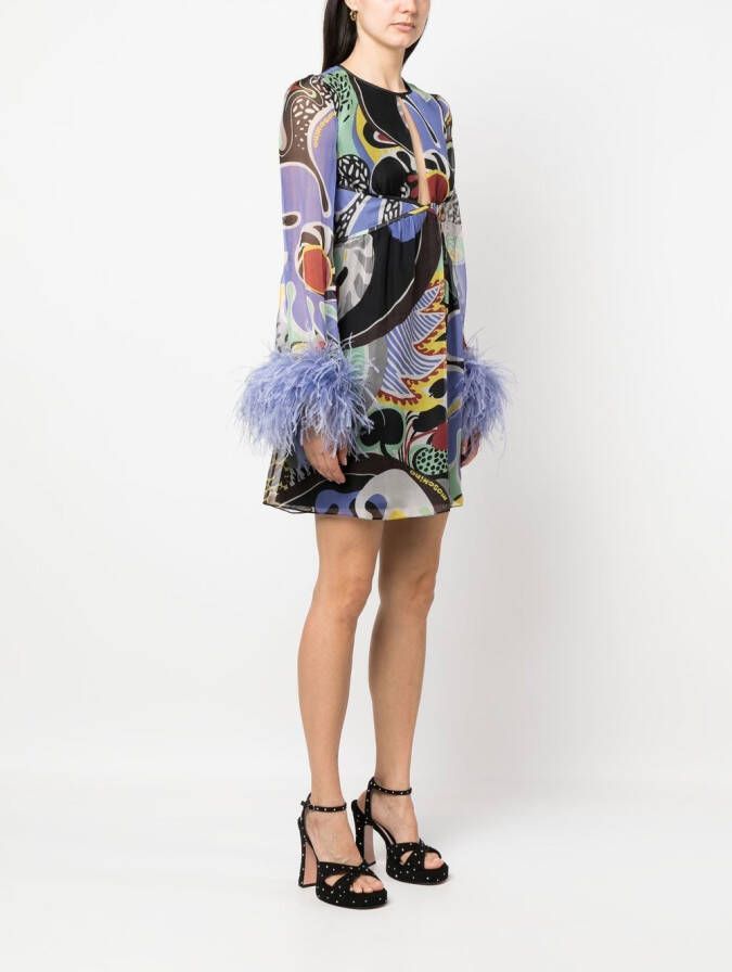 Moschino Jurk met veren afwerking Zwart