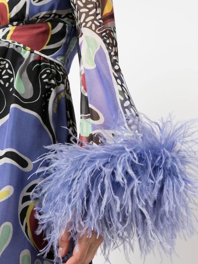 Moschino Jurk met veren afwerking Zwart