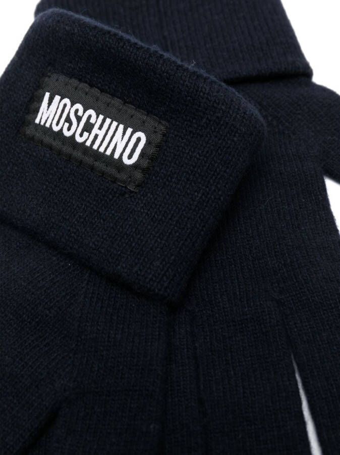 Moschino Handschoenen met logopatch Blauw