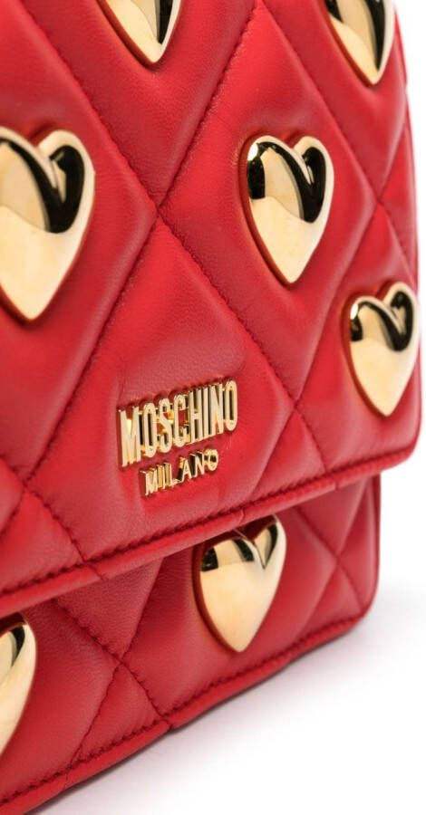 Moschino Tas met hartvormige studs Rood