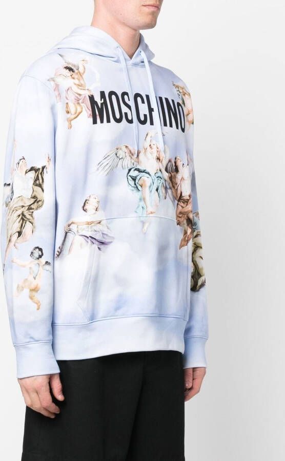 Moschino Hoodie met logoprint Blauw