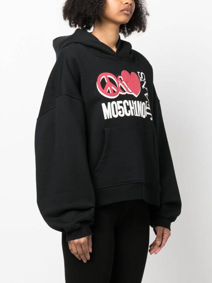 MOSCHINO JEANS Hoodie met logoprint Zwart