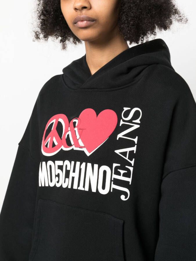 MOSCHINO JEANS Hoodie met logoprint Zwart