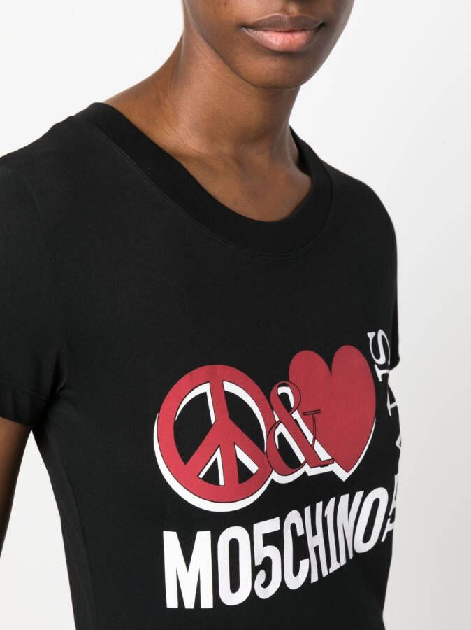MOSCHINO JEANS T-shirt met logoprint Zwart