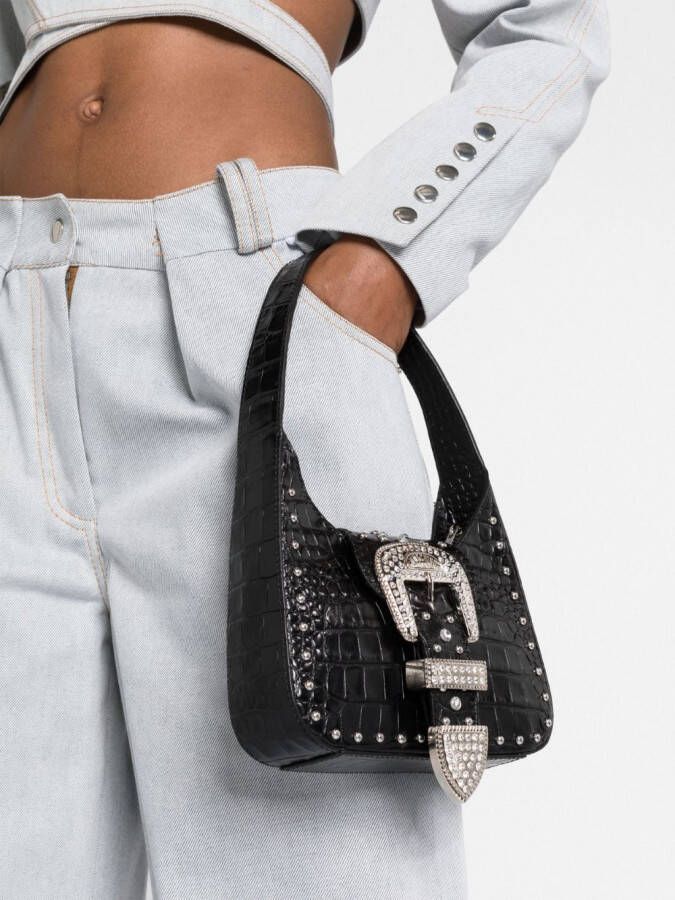 MOSCHINO JEANS Leren schoudertas Zwart