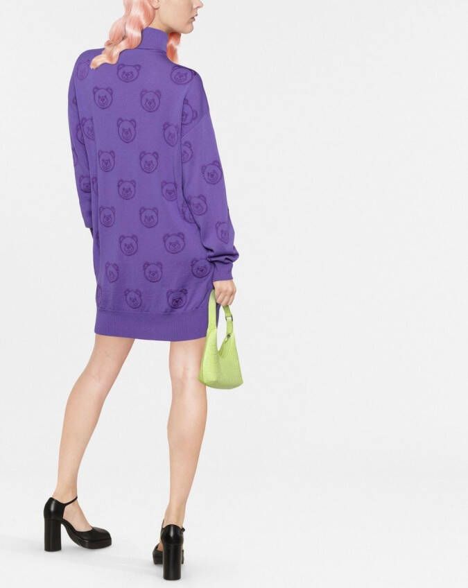 Moschino Jurk met intarsia teddybeer Blauw
