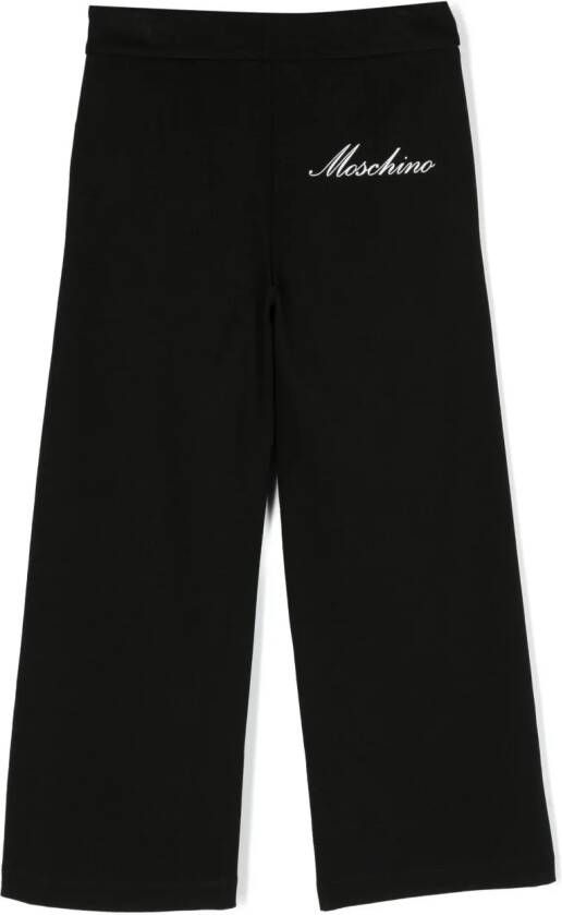 Moschino Kids Broek met logoprint Zwart
