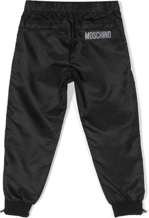 Moschino Kids Cargo broek met geborduurd logo Zwart