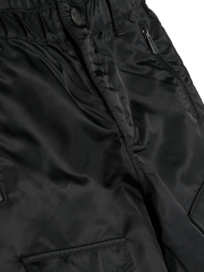 Moschino Kids Cargo broek met geborduurd logo Zwart