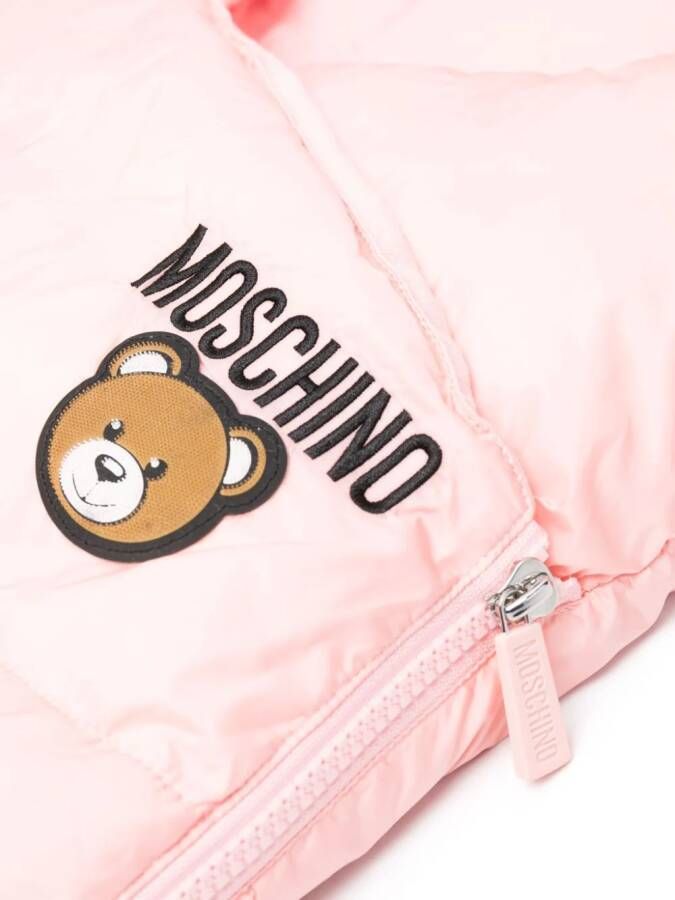 Moschino Kids Deken met teddybeerpatch Roze