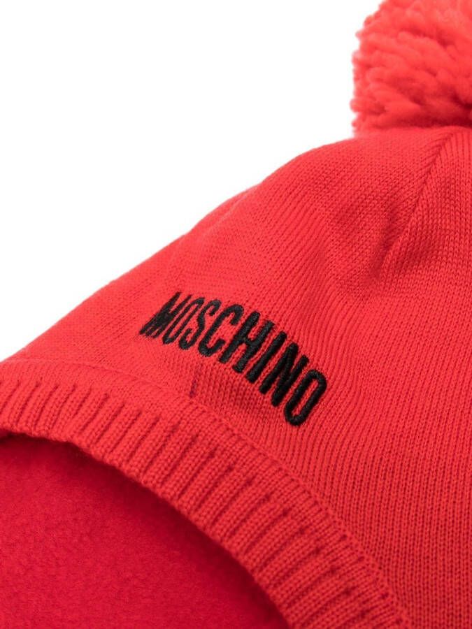 Moschino Kids Hoed met geborduurd logo Rood