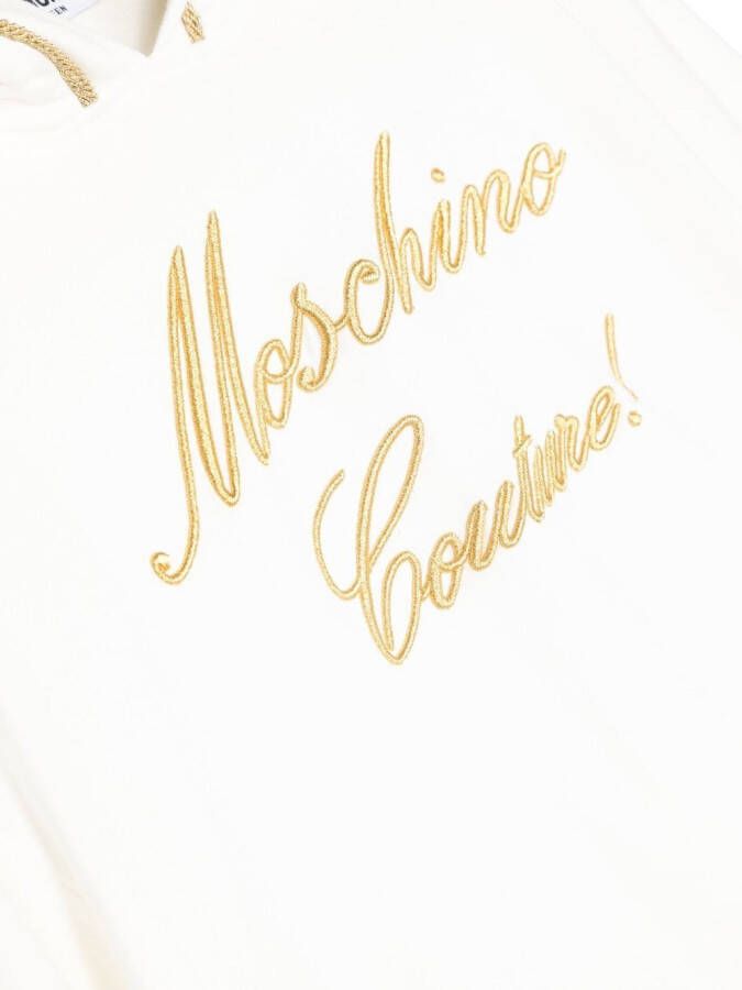 Moschino Kids Hoodie met geborduurd logo Wit