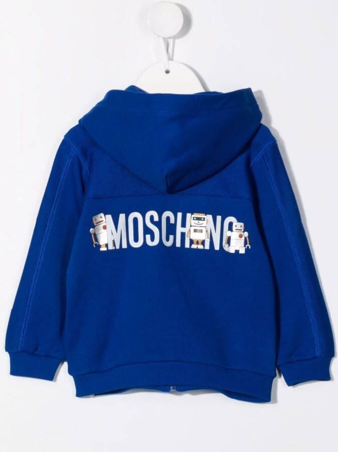 Moschino Kids Hoodie met logo Blauw